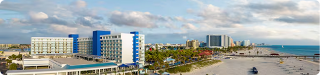 Aerial panorama of Clearwater Beach and the resort
