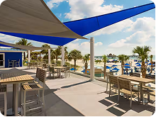 Shaded beachfront terrace