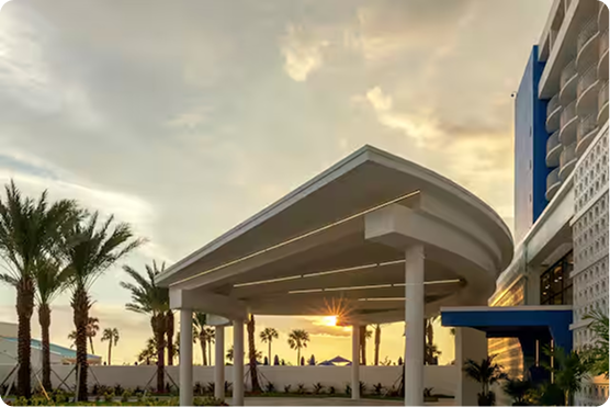 Hilton Clearwater Beach Resort pavilion at sunset