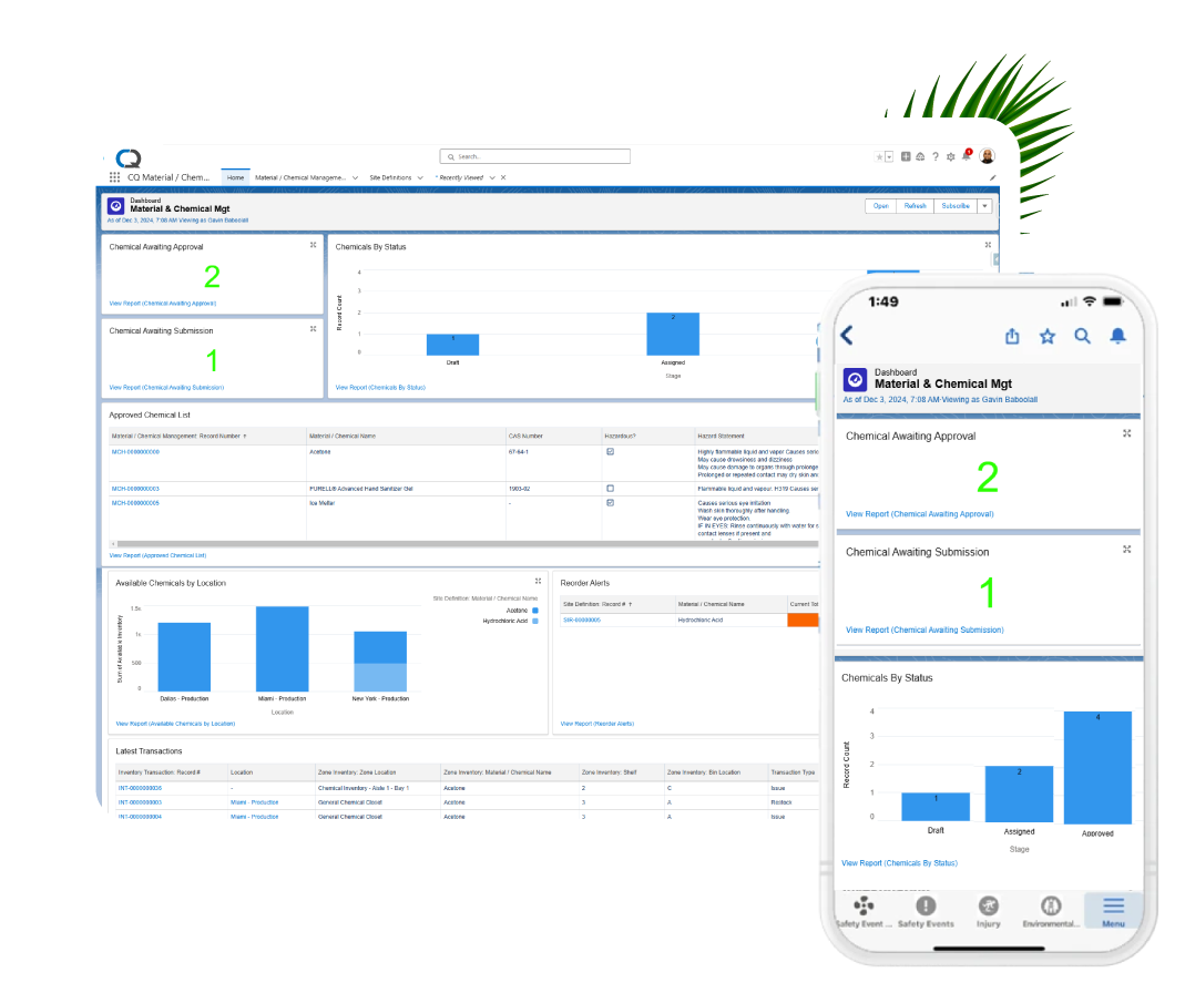 Screenshot der Chemikalienmanagement-Software