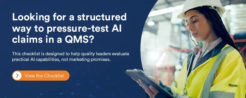 QMS AI claims evaluationframework